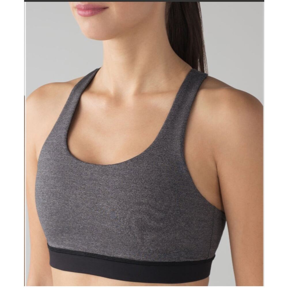 Lululemon Invigorate Bra Heathered Black Mesh Racerback Medium Support 12 Large - Picture 2 of 9